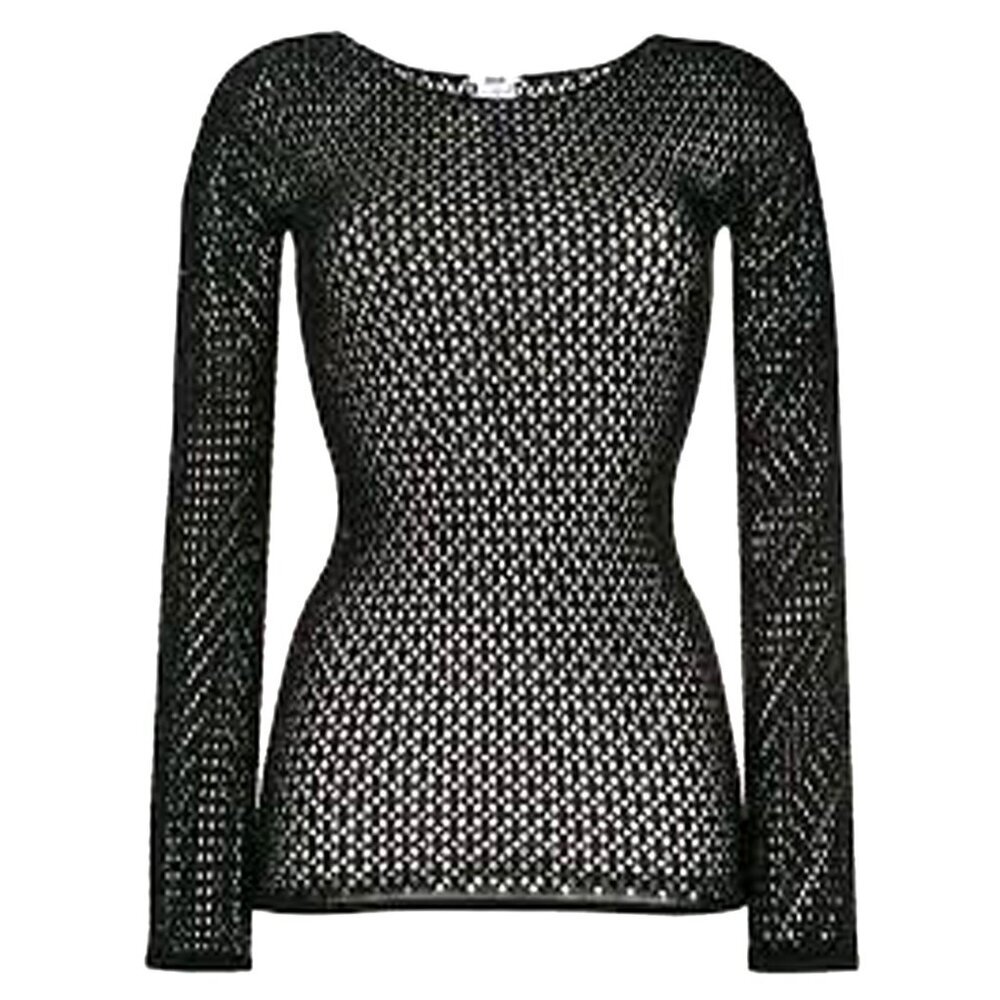 Wolford JEANNE Wool Mesh Pullover Swarovski Elements Black Crystals Sweater NEW - Picture 3 of 12